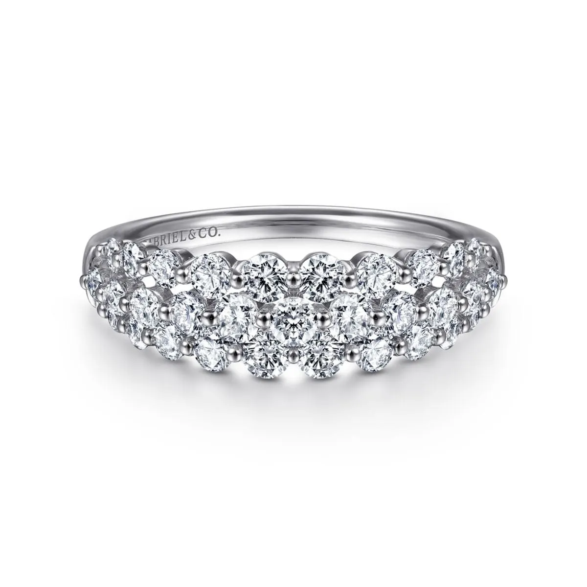 14K White Gold Multi Row Diamond Ring - LR52011W45JJ