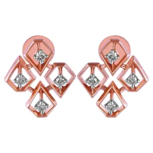 14KT (585) Rose Gold & Diamond Stud Earrings
