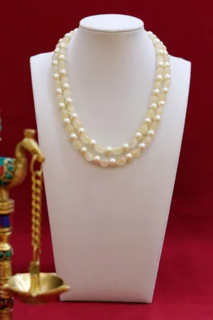 2 Layered Yellow Onyx Gemstone Necklace (D1084)
