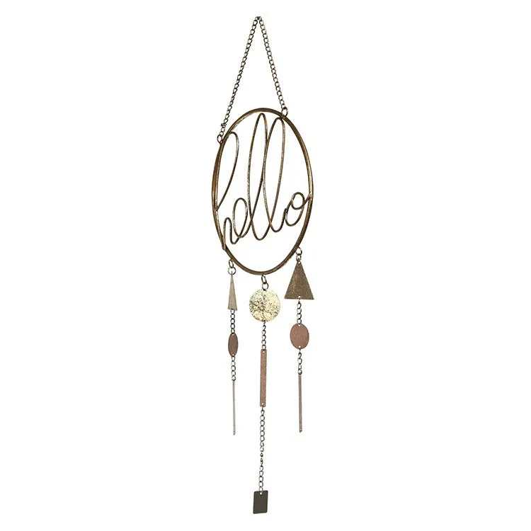 9.06" x 0.39" x 25.39" Metal Hello Wall Decor