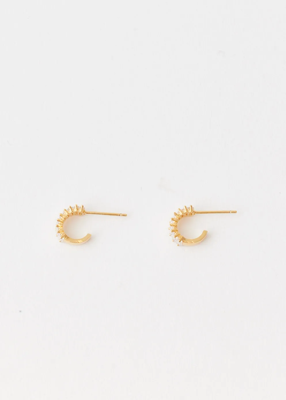Baguette Pave Mini Hoops