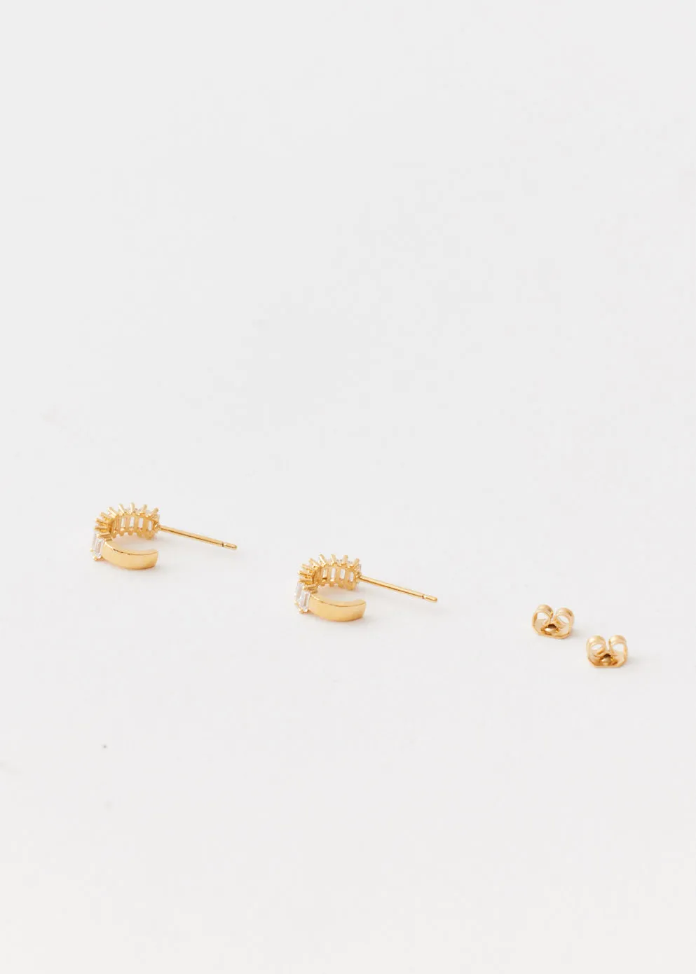 Baguette Pave Mini Hoops