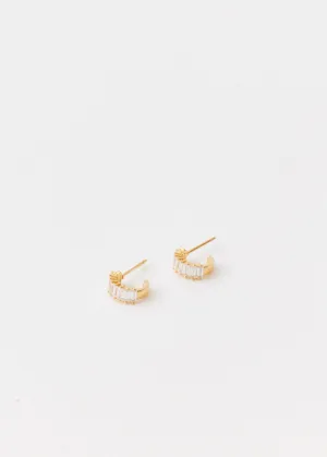 Baguette Pave Mini Hoops
