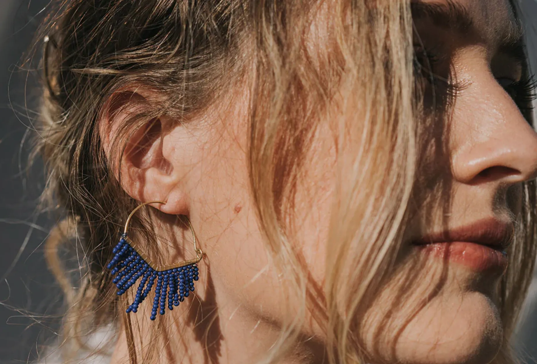 Blue Chevron Earrings