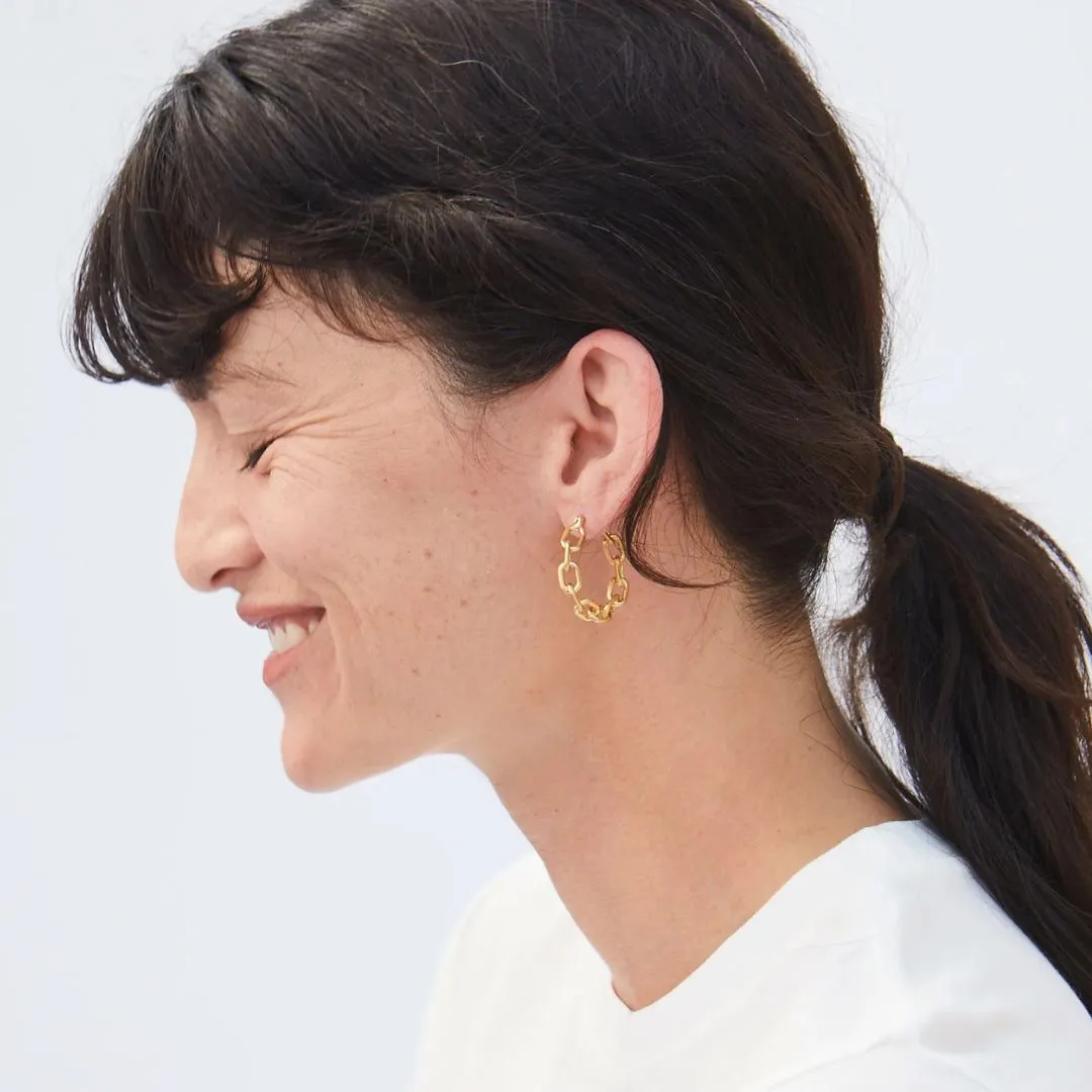 Chain Hoop Earrings (Vintage Gold)