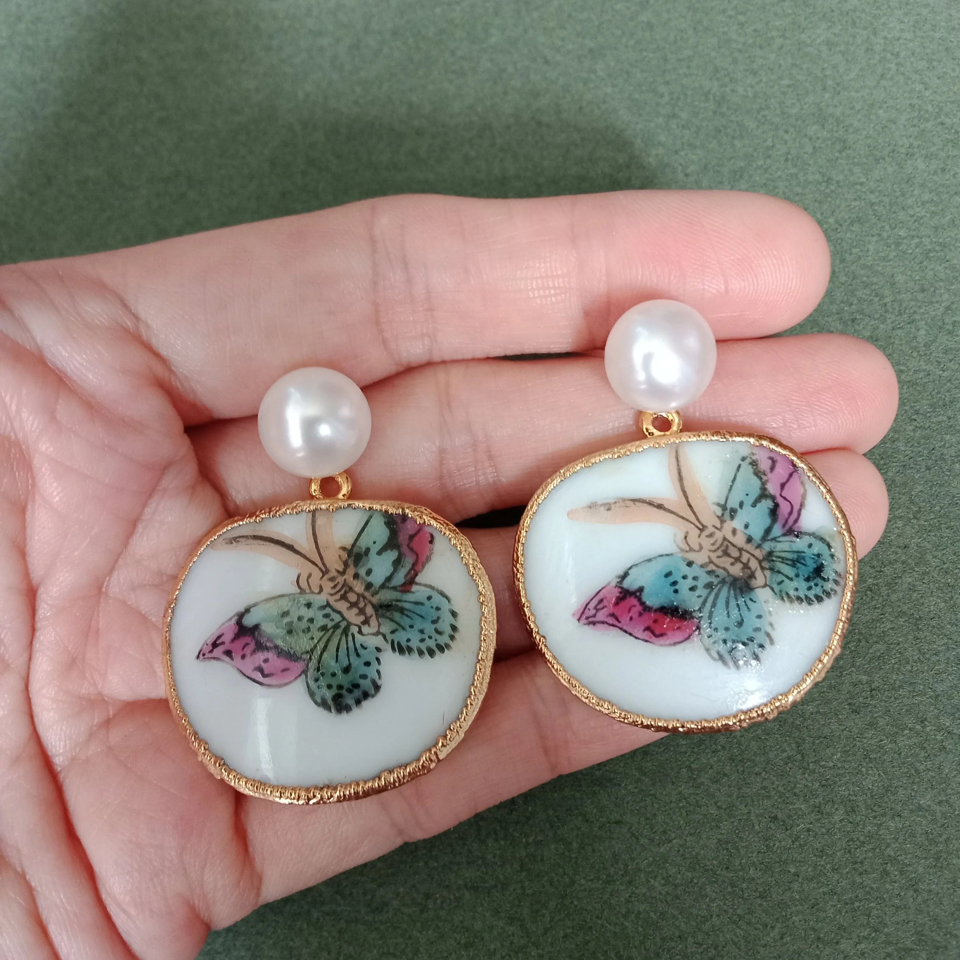 Chintz butterfly porcelain earrings
