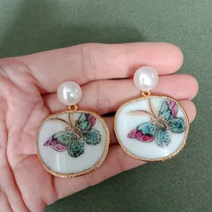 Chintz butterfly porcelain earrings