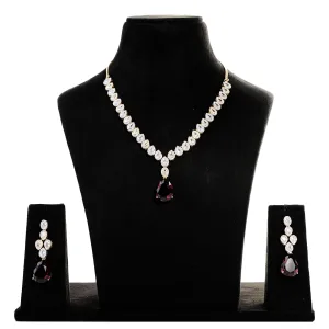 Coral red American Diamond Necklace