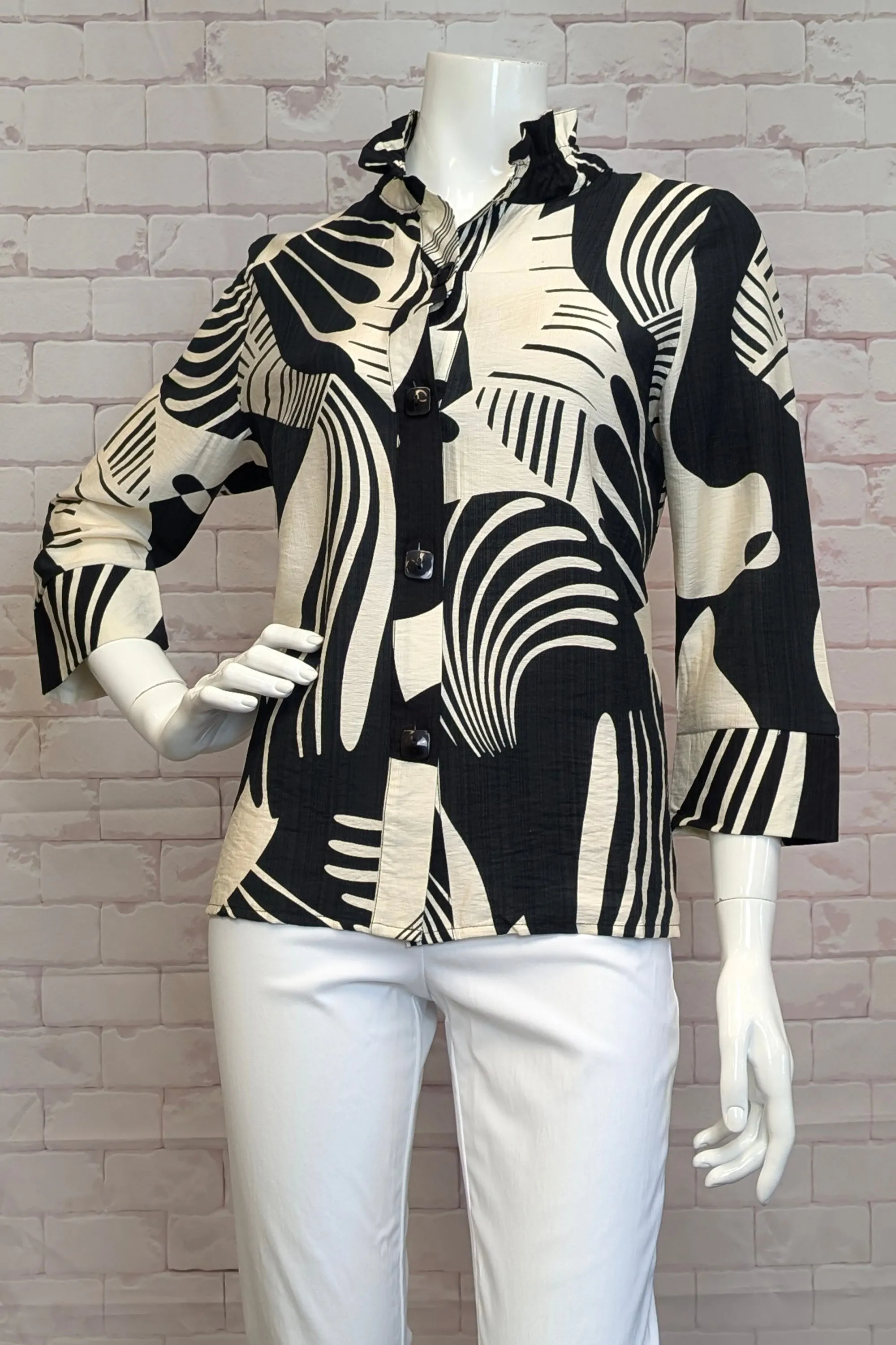 CREAM BLACK MIXED ABSTRACT JACKET