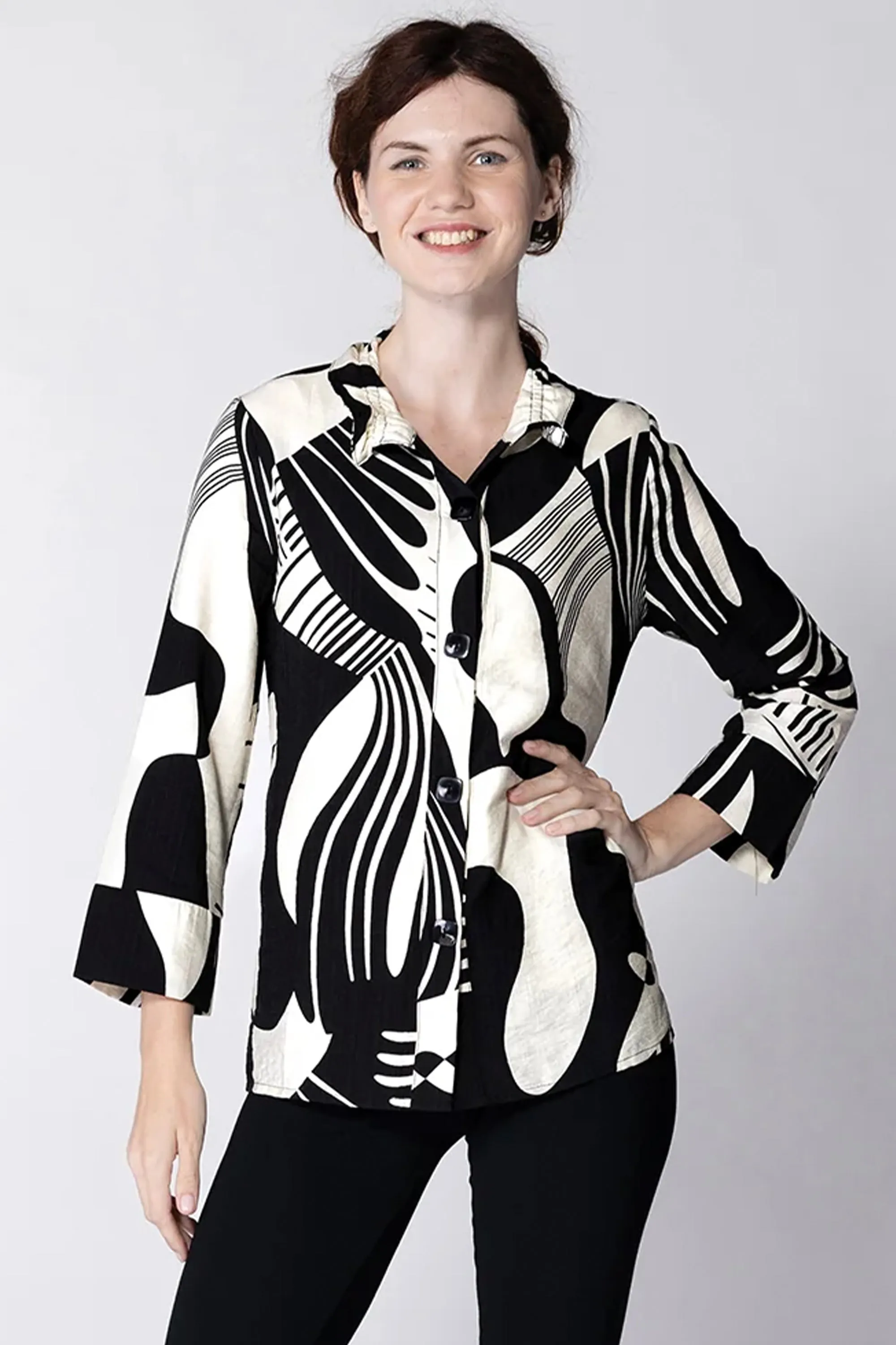 CREAM BLACK MIXED ABSTRACT JACKET