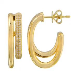 Diamond Golden Open Hoop Earrings