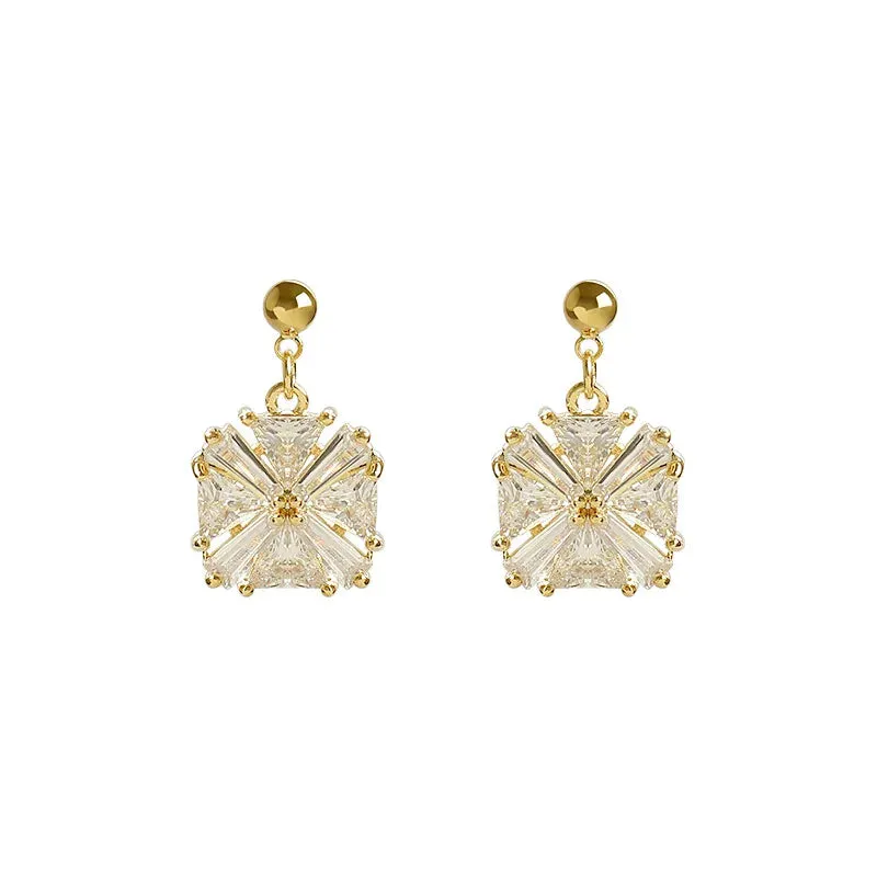 Earrings Charm Jewelry Geometric Square Shiny Crystal DM20X20