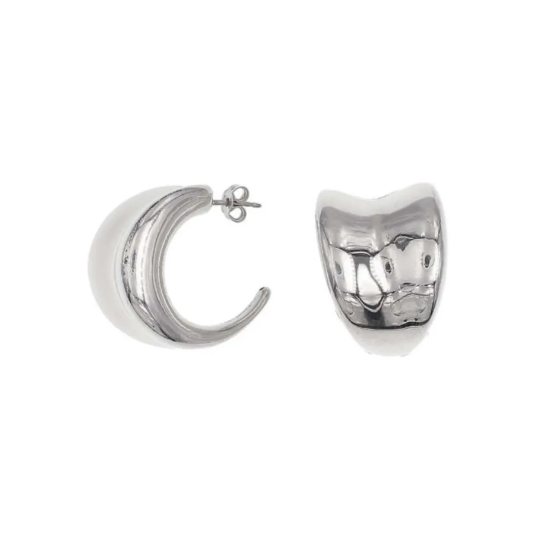 Electroform Curve Shiny Hoop Earrings - Gold