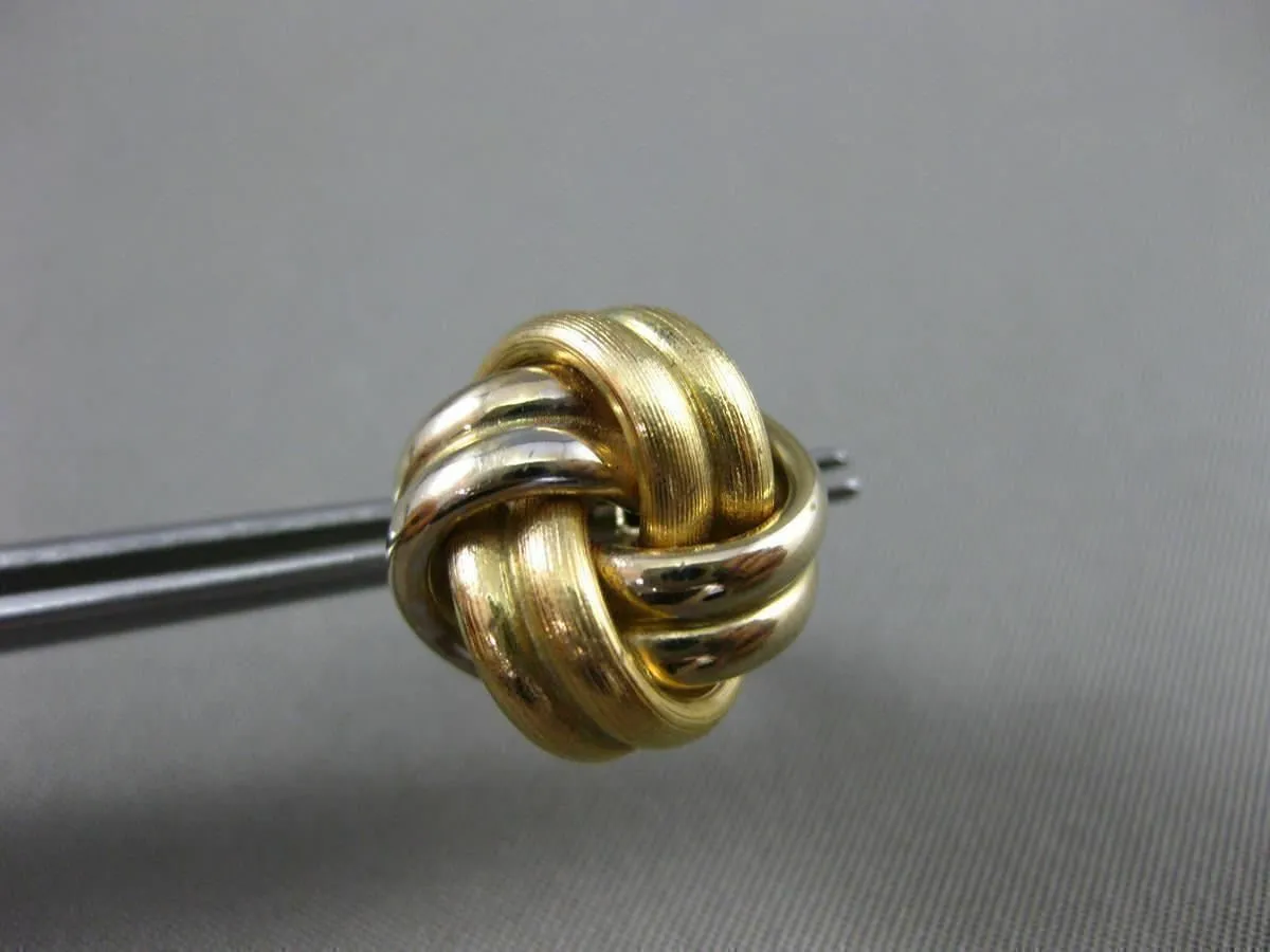 ESTATE 14KT WHITE & YELLOW GOLD 3D MATTE & SHINY LOVE KNOT STUD EARRINGS #25022