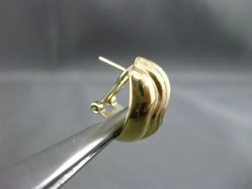 ESTATE 14KT YELLOW GOLD 3D SHINY AND MATTE TRI WAVE SQUARE CLIP ON EARRINGS