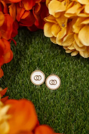 Eternally Chic Pearl Enamel Stud Earrings - White