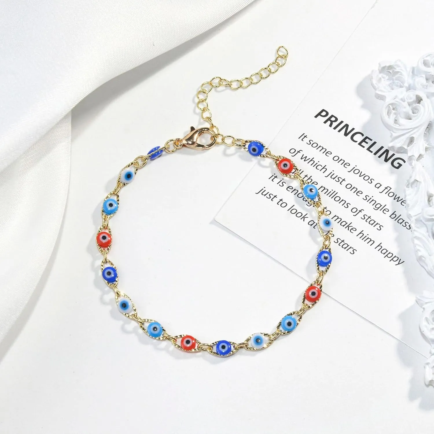 Evil Eye Bracelets Ankle Bracelets for Women Waterproof 14k Gold Plated Dainty Anklets for Women Trendy Adjustable Gold Anklets Women Anklets Jewelry Gift for Teen Girls