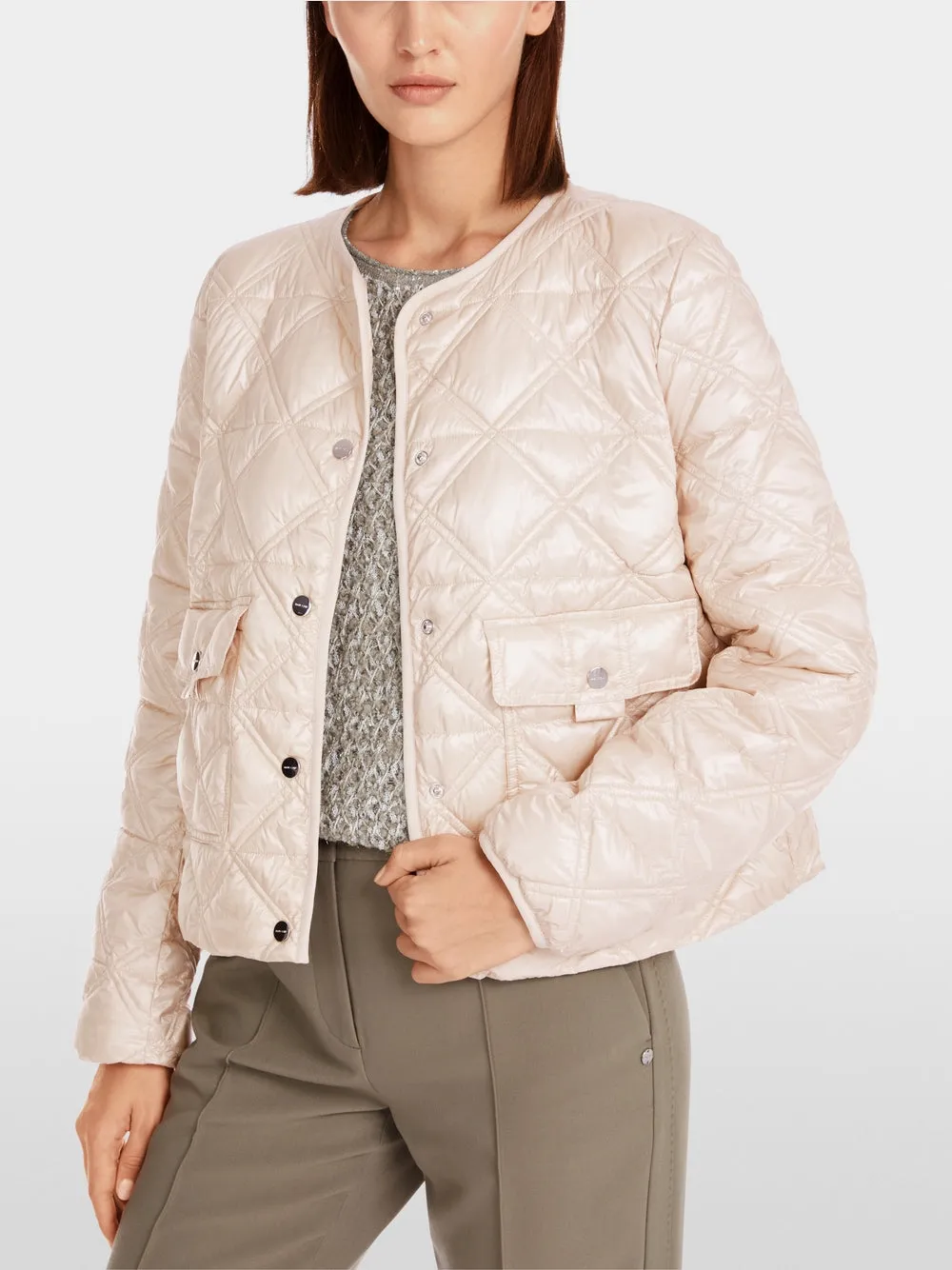 High Shine Quilted Jacket - Deep Pearl