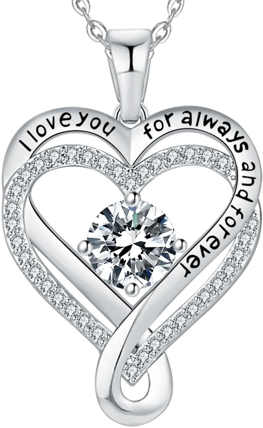 Jewelry for Women Wife Infinity Heart Birthstone I Love You Necklace S925 Anniversary Women Necklaces for Her Wife Birthday Gift Ideas, Birthday Present for Girlfriend Mom Daughter Sterling Silver