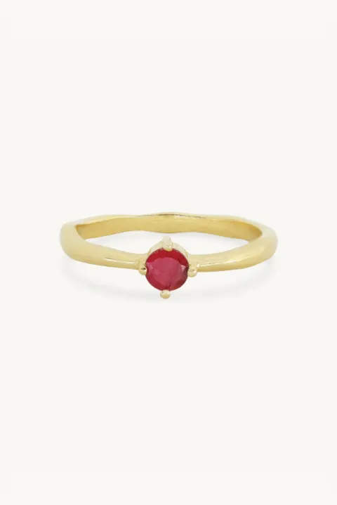 July Ruby Birthstone Ring Gold