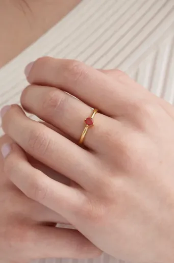 July Ruby Birthstone Ring Gold