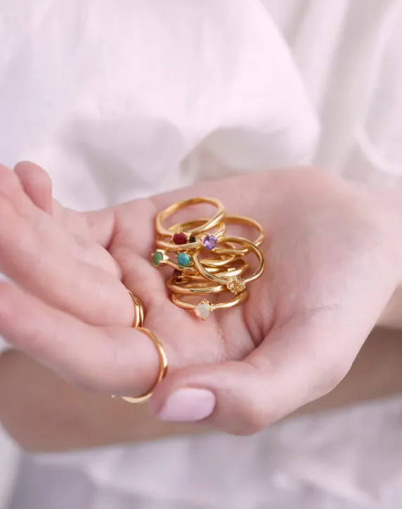 July Ruby Birthstone Ring Gold