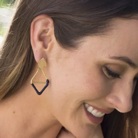 Kaia Earrings Navy Diamond