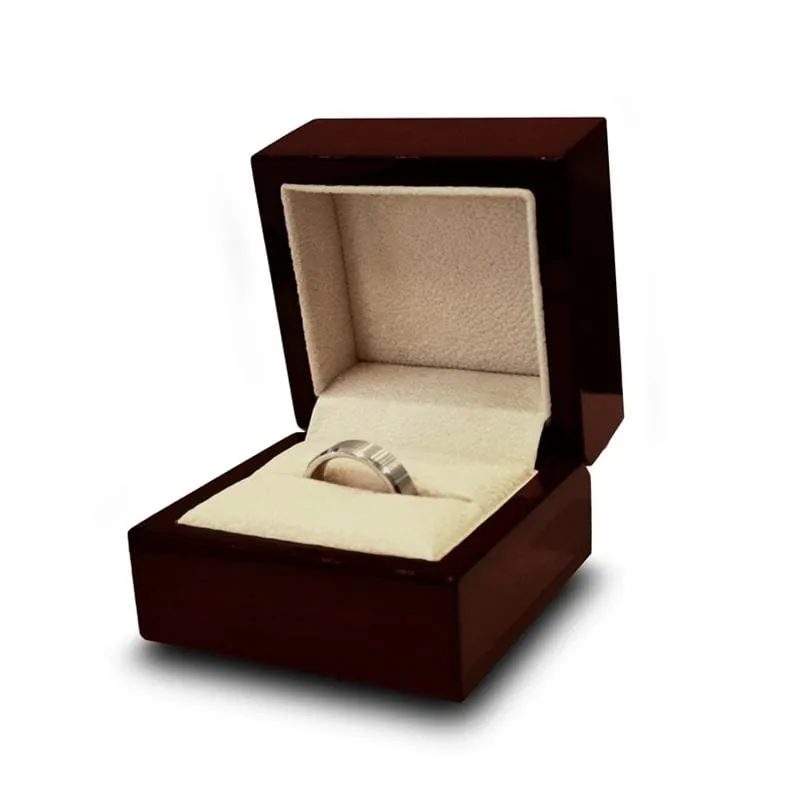Lachie 14K Yellow Gold Wedding Ring with Dark Deer Antler Inlay  Flat Polished - 8 mm