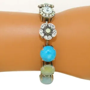 Mariana Handmade Swarovski Silver Bracelet 4084 M1065 Chrysolite Opal Indian Sapphire
