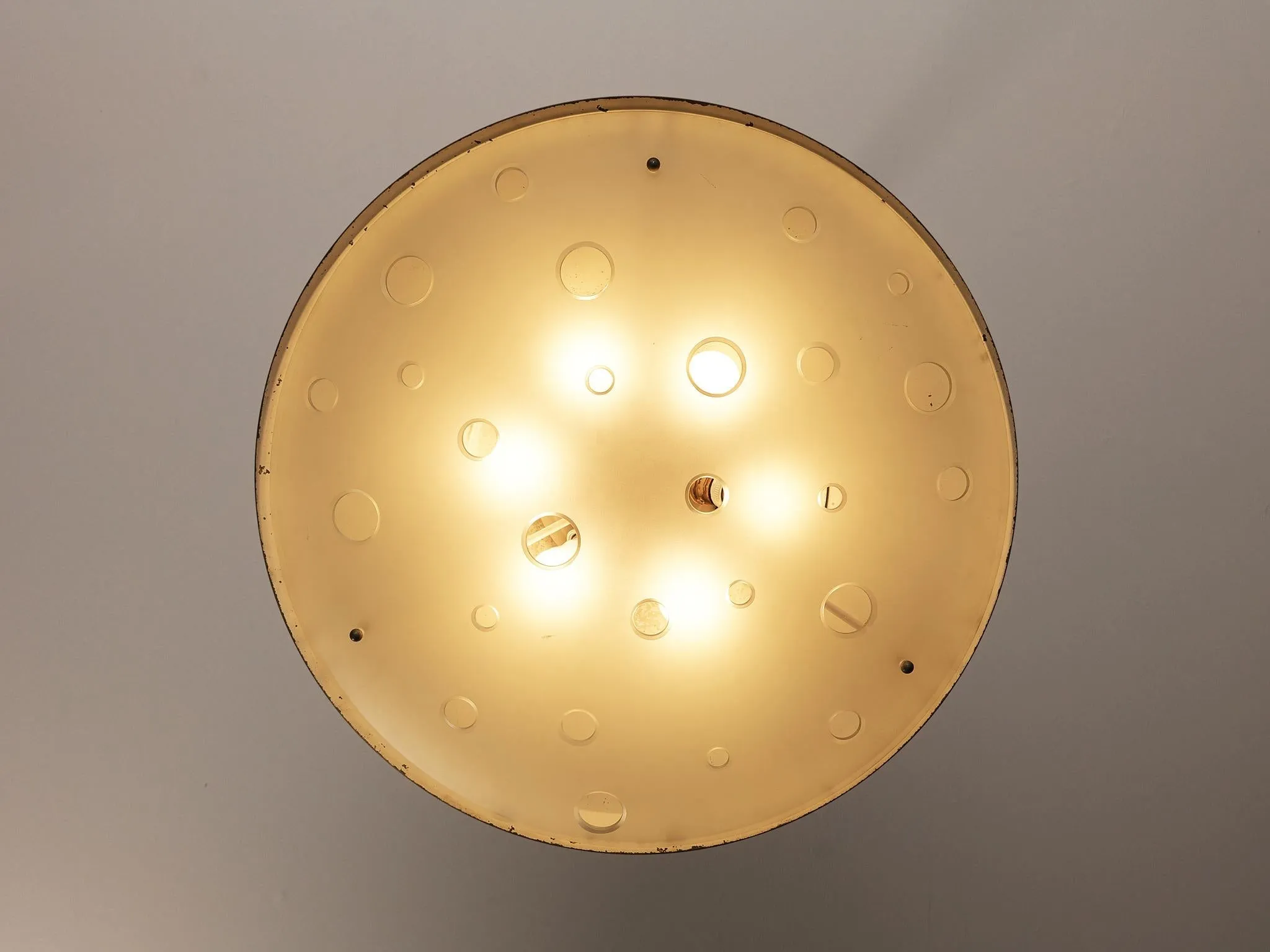 Max Ingrand for Fontana Arte Chandelier in Satin Crystal and Brass