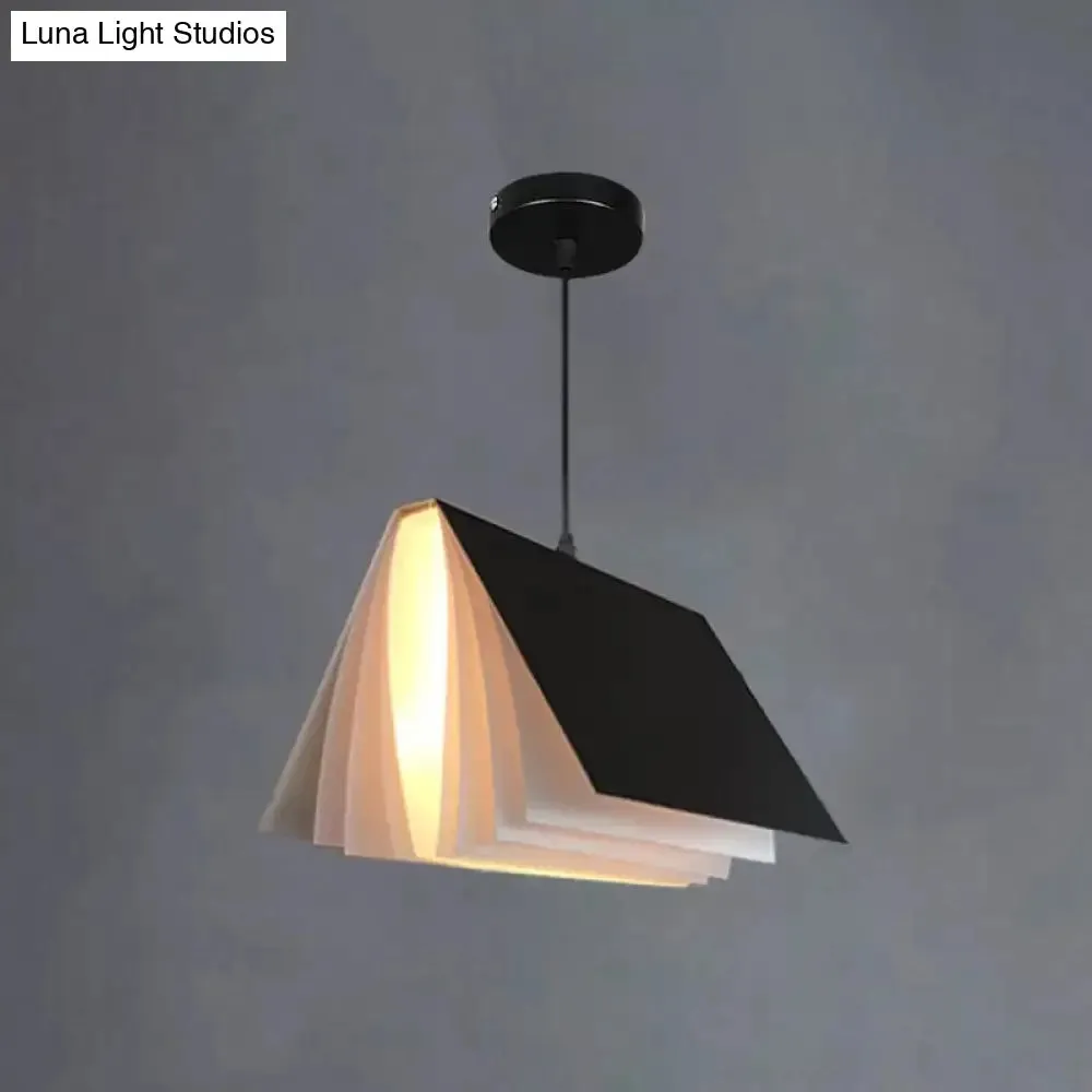 Nordic Plastic Pendant Ceiling Light: Modern 1-Bulb Book-Inspired Hanging Lamp for Living Room (White/Black/Yellow)