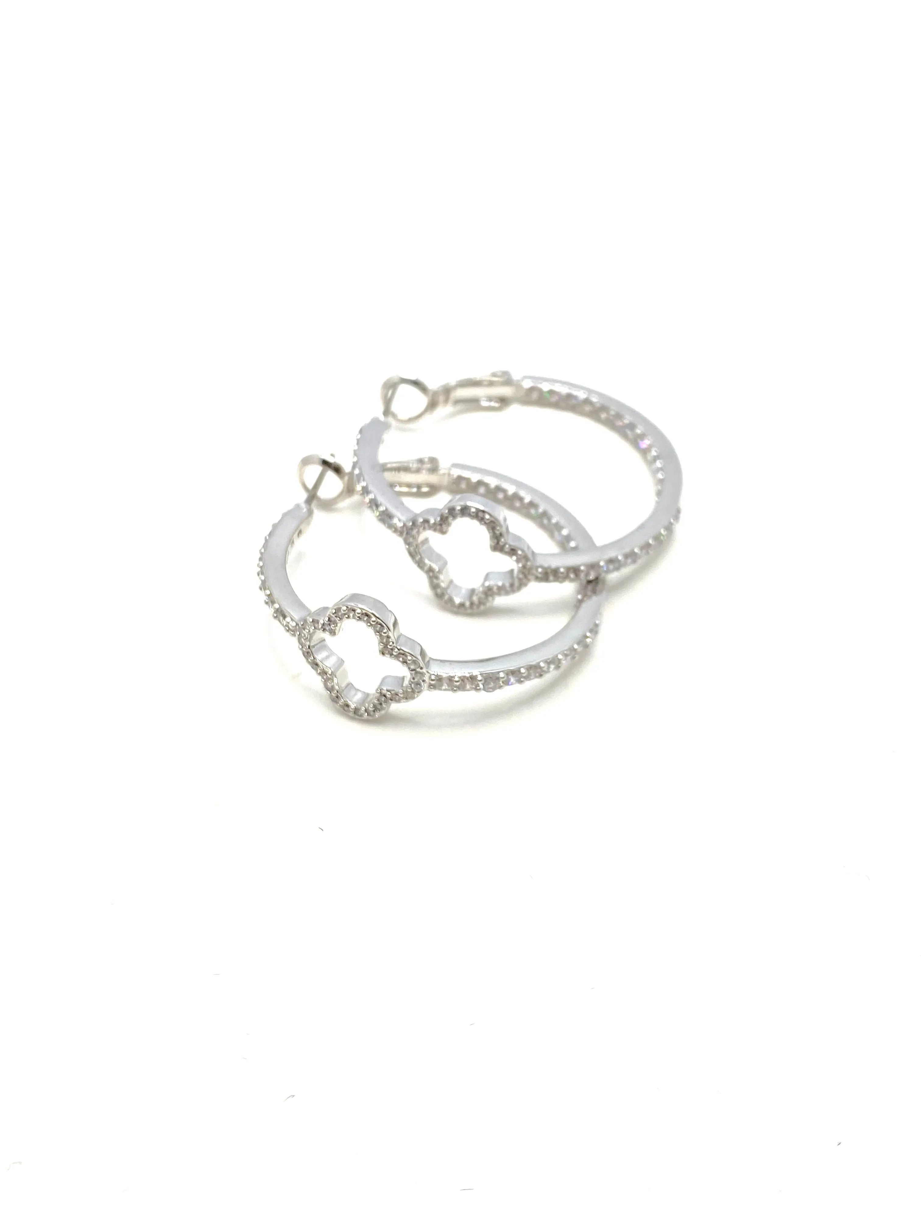 Open CZ Clover Hoops 1 1/4"
