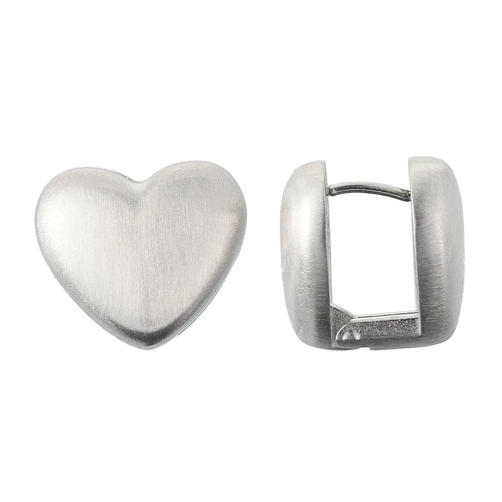 Puffed Heart Huggie Earrings