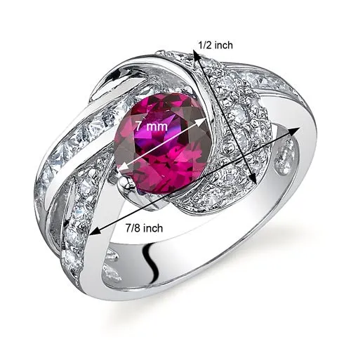 Ruby Round Cut Sterling Silver Ring Size 5