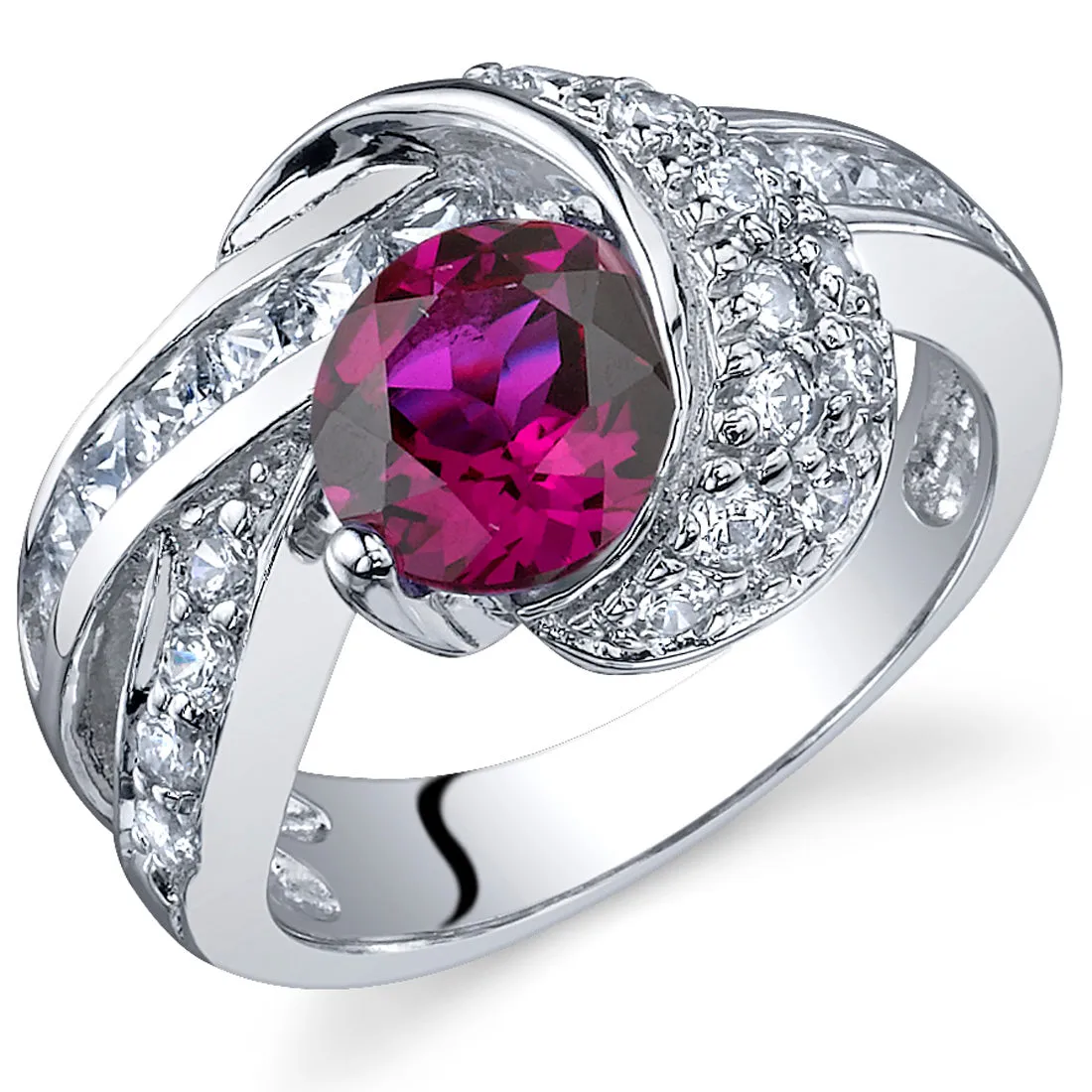 Ruby Round Cut Sterling Silver Ring Size 5