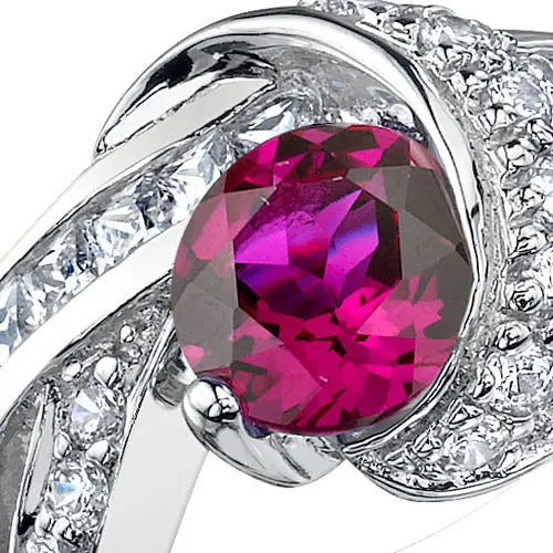 Ruby Round Cut Sterling Silver Ring Size 5