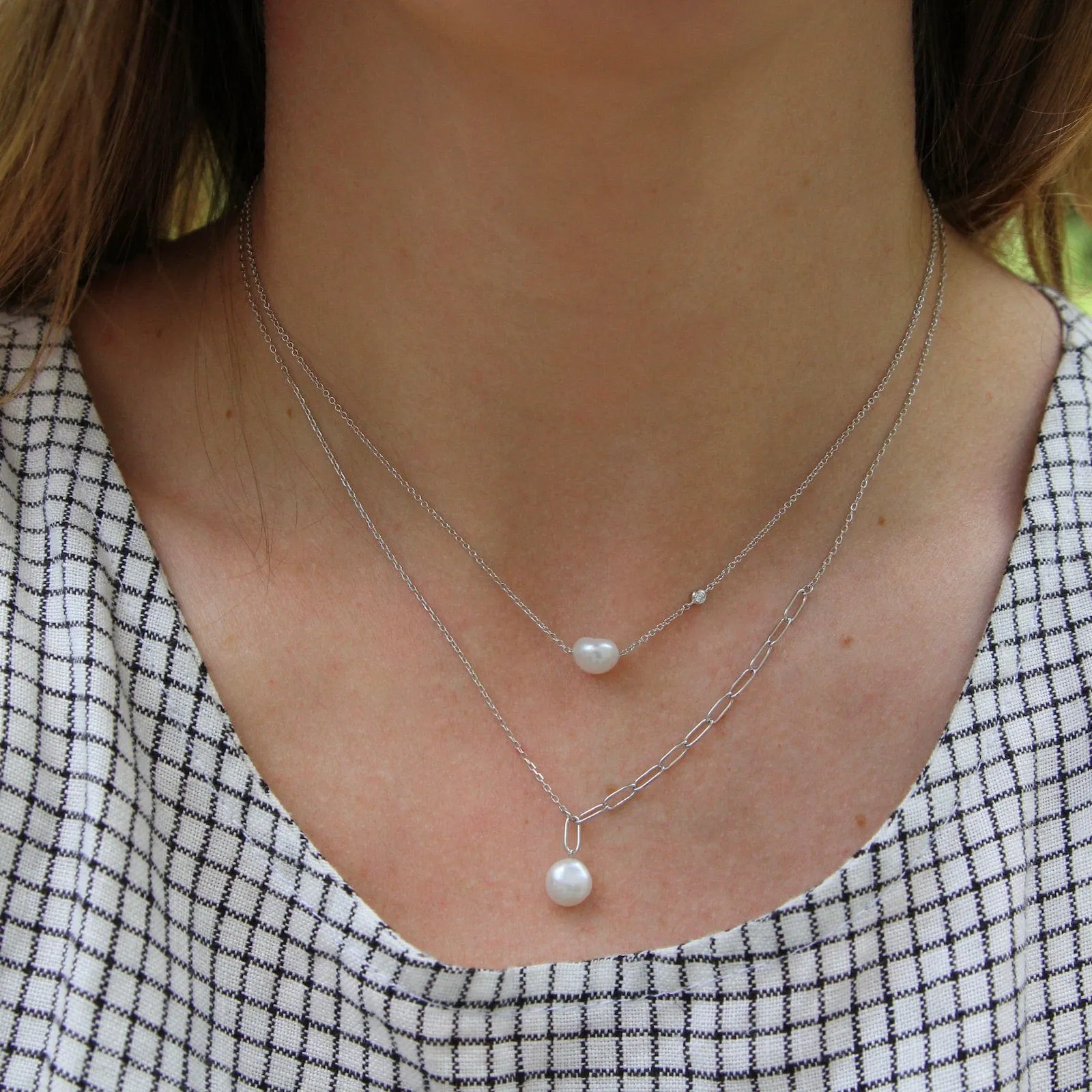 Silver Pearl Chunky Necklace