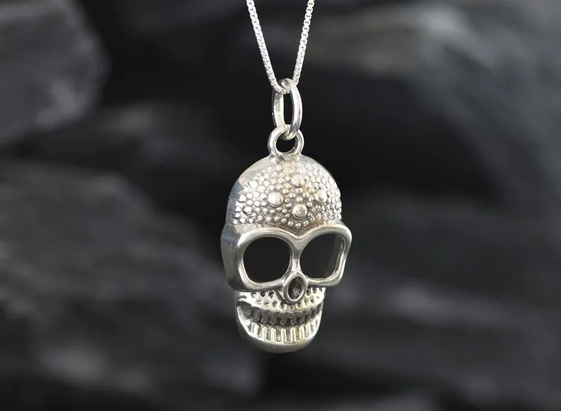 Silver Skull Pendant, Vintage Skull Necklace, Statement Skull Pendant, Solid Silver Pendant, Artistic Silver Pendant, 925 Sterling Silver