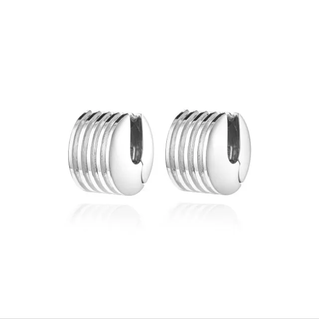 Toni Superwide Ribbed Hoops (Silver)