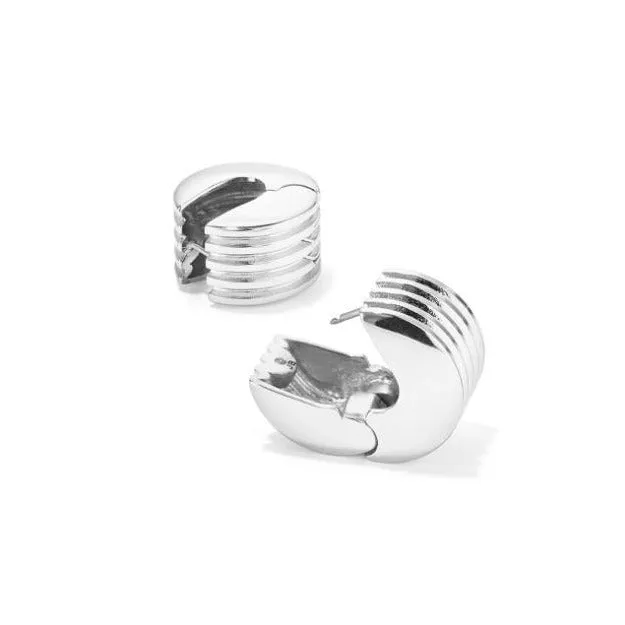 Toni Superwide Ribbed Hoops (Silver)