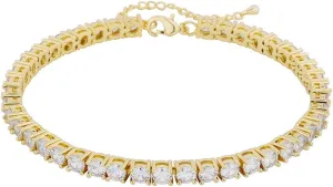 TOPGRILLZ Tennis Ankle Bracelet Gold Anklet Adjustable with Extension 14K Gold Plated Iced out Diamond 3-6mm Fashion Stylish Foot Jewelry for Women