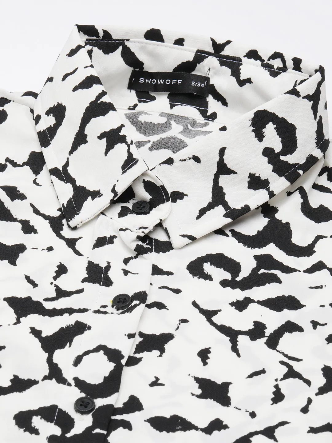 Women White Abstract Printed Casual Shirt